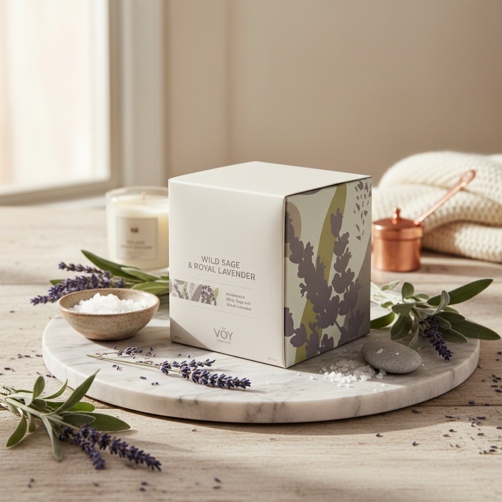 Voy Wild Sage & Royal Lavender Candle NIB Luxury Home Fragrance